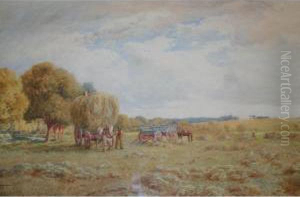 Carting Hay - A Showery Morning Oil Painting by Thomas Pyne