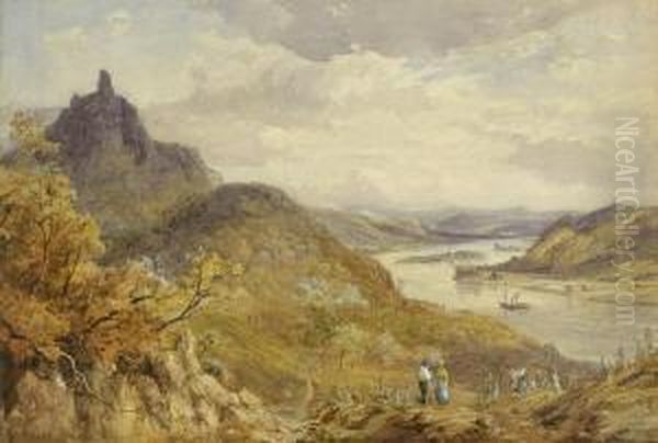 Blick Auf Den Rhein Mit Der Burg Drachenfels Oil Painting by Thomas Pyne