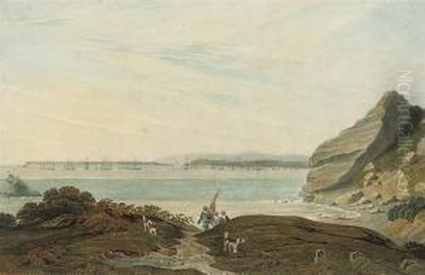 The Torbay Fleet Lying Off Bloxham Oil Painting by William Henry Pyne