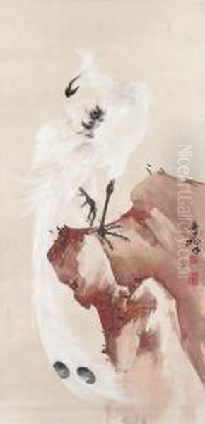 White Phoenix Oil Painting by Gao Qifeng