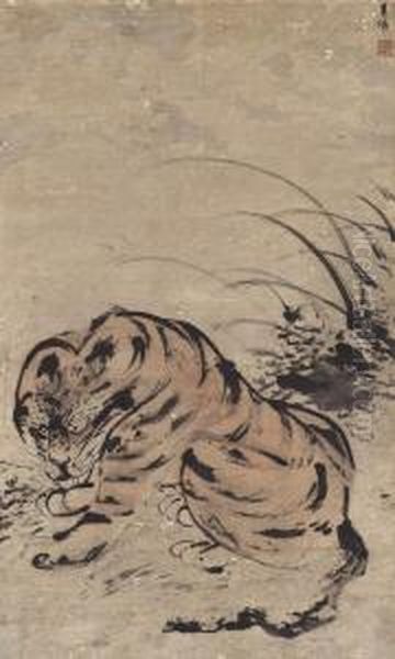 Tiger Oil Painting by Gao Qipei