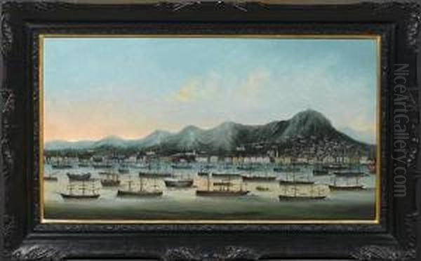 Hong Kong Harbour, Victoria And The Peak Oil Painting by You Qua