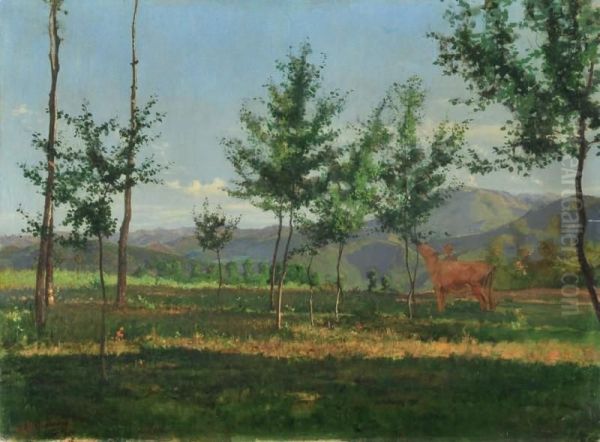 Paesaggio Presso Mondovi Oil Painting by Giovanni Battista Quadrone