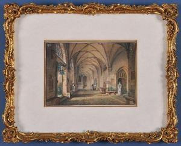 Interior View Of A Cloisters Oil Painting by Simon Quaglio