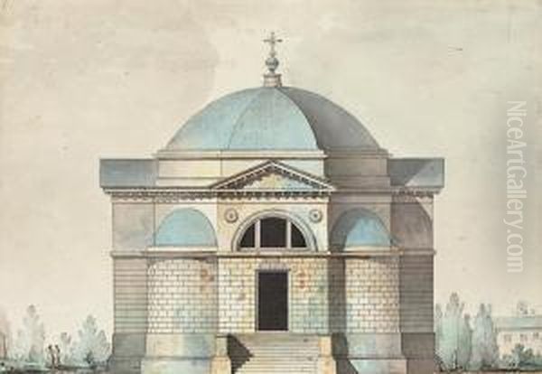 Elevation Of The Church Of The Cemetary Of Kazan, Tsarskoye Selo Oil Painting by Giacomo Quarenghi