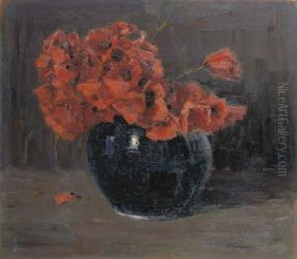 Vaso Con Papaveri Oil Painting by Domenico Quattrociocchi