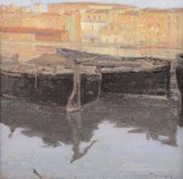 La Darsena Di Palermo Oil Painting by Domenico Quattrociocchi