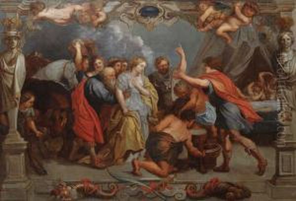 Teruggave Van Briseis Aan Achillesnadat Ze Werd Ontvoerd Door Agamemnon Oil Painting by Erasmus II Quellin (Quellinus)