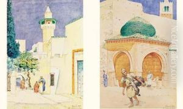 La Medina De Tunis Oil Painting by Gustave Fr. Raoul Quenioux