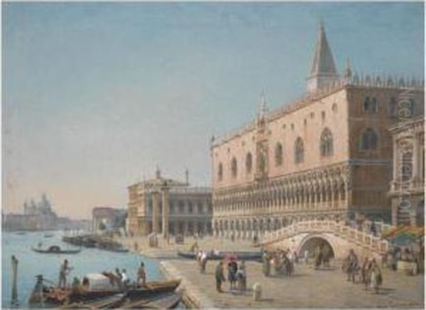 The Doge's Palace, Venice Oil Painting by Luigi Querena