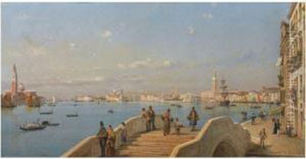 View Of The Lagoon, Venice Oil Painting by Luigi Querena