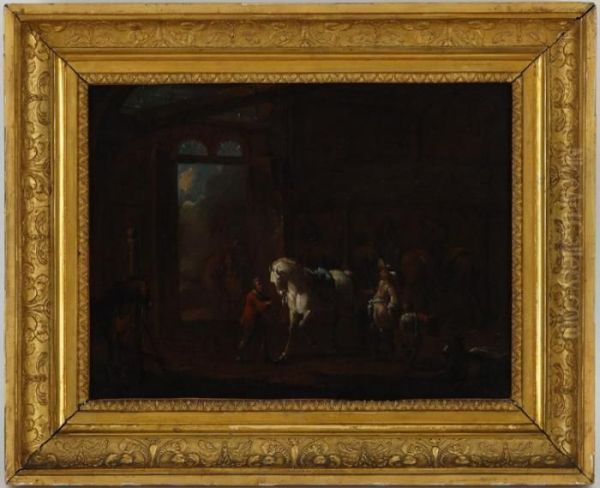 Chevaux Et Cavaliers Oil Painting by August Querfurt