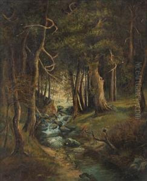 Forest Interior Oil Painting by John Quidor