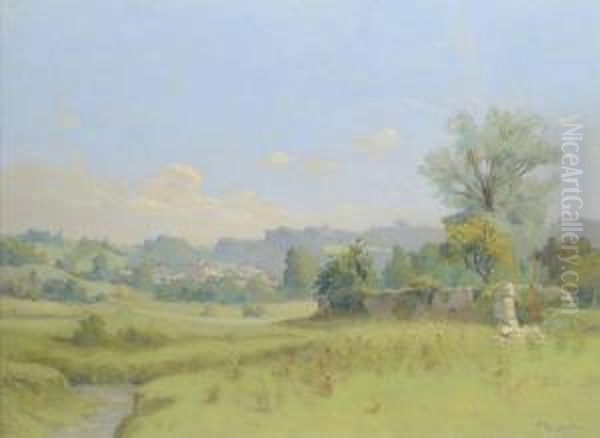 Le Pre A Hedouville Oil Painting by Fernand Quignon