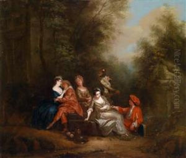 Eineelegante Gesellschaft Im Park Oil Painting by Pierre Antoine Quillard