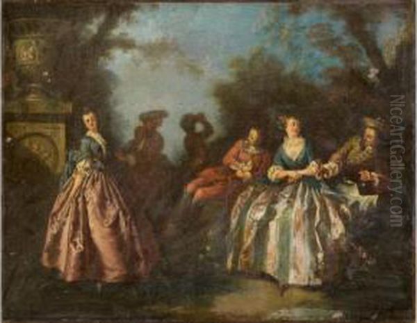 Fete Galante Dans Un Parc Oil Painting by Pierre Antoine Quillard