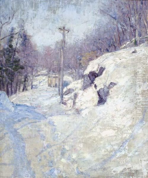 Country Road, Winter Oil Painting by William J. Quinlan