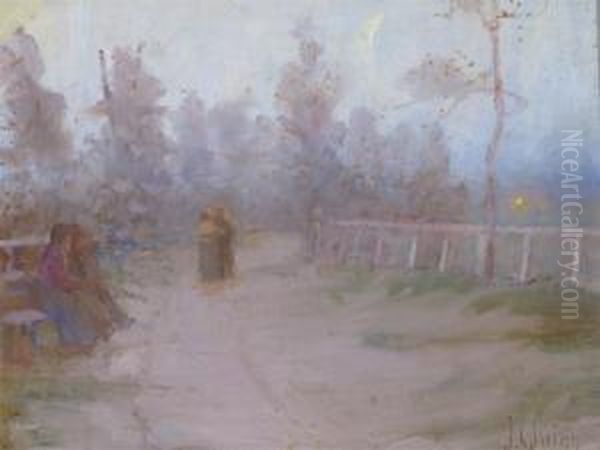 An Evening Stroll Oil Painting by James Peter Quinn