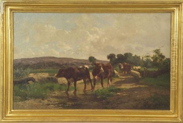 Campagna Con Mucche Oil Painting by Charles Quinsac