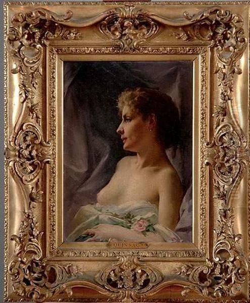 Portrait De Jeune Femme Oil Painting by Paul Francois Quinsac