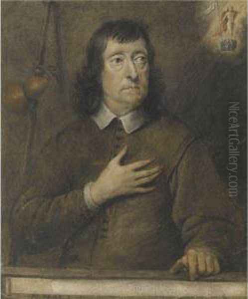 Portrait Of A Gentleman, Traditionally Identified As John Milton (1608-1678) Oil Painting by George Quinton