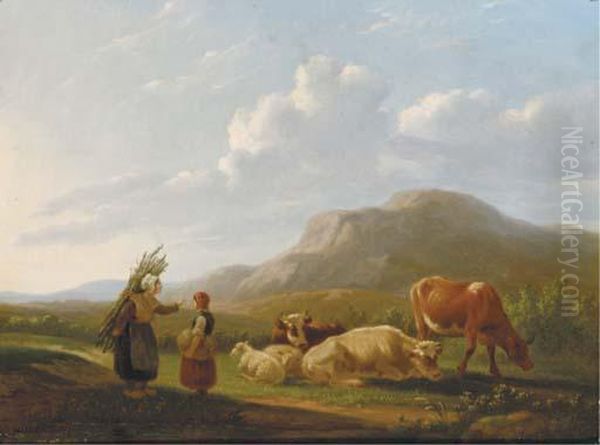 A Summer Landscape With Cattle Oil Painting by Matthijs Quispel