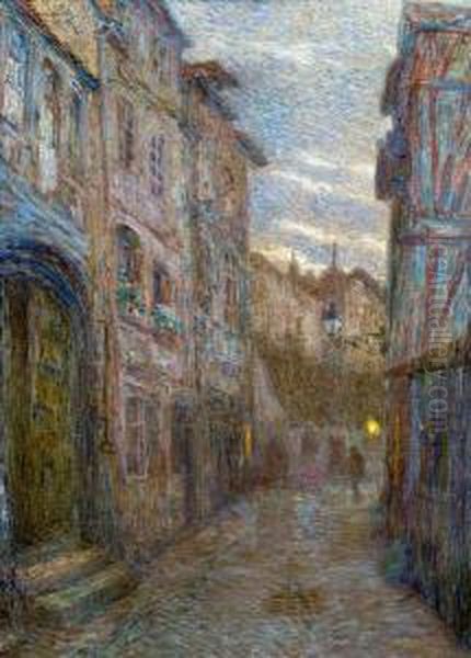 Nachtliche Gasse Oil Painting by Rudolf Quittner