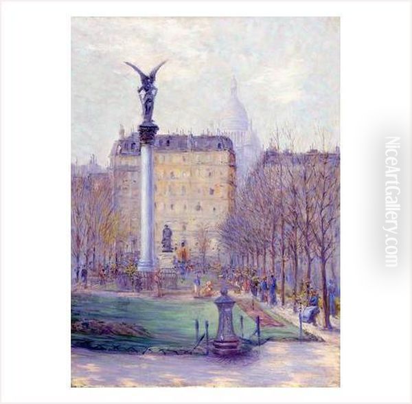 Paris, Au Jardin Public Square D'anvers Oil Painting by Rudolf Quittner