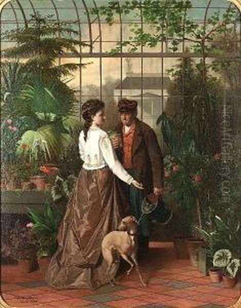 In The Palmhouse Oil Painting by Edward Quitton