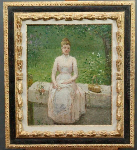 Portrait D'edma Morisot Dans Le Jardin Oil Painting by Ernest Quost