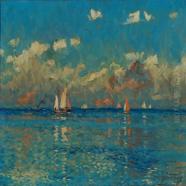 Summer Seascape With Sailing Boats by Victor H.W. Qvistorff