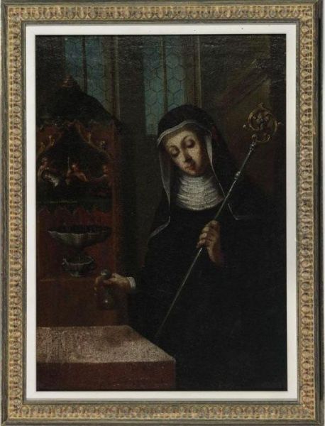 Saint With Staff And Vessel Contemplating The Death Of The Virgin Oil Painting by Ignaz Joseph Raab