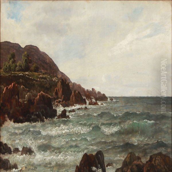 Coastal Scape From Kullen Oil Painting by Peter Johann Raadsig