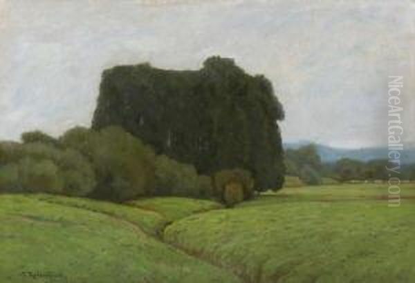 Baumlandschaft. Oil Painting by Fritz Rabending