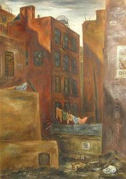 Tenements Oil Painting by Harold Rabinovitz