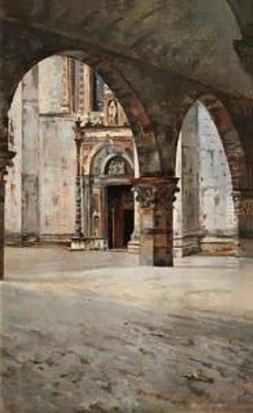 La Porta Della Rana Del Duomo Di Como Oil Painting by Domenico Rabioglio