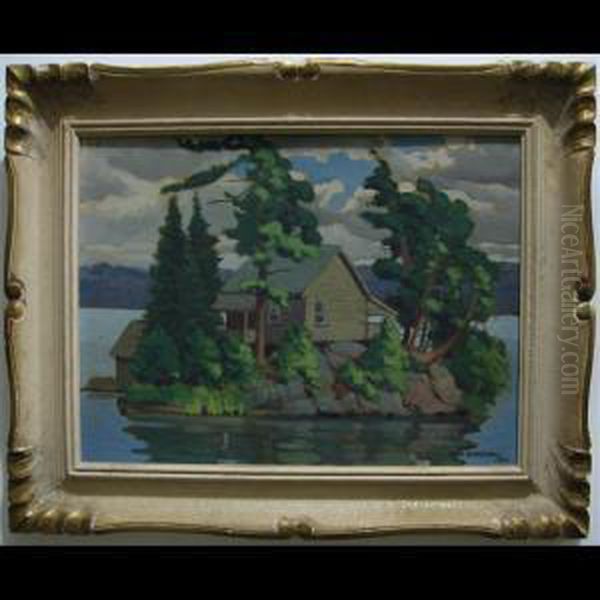 Island Cottage Oil Painting by Thomas Henry Rabjohn