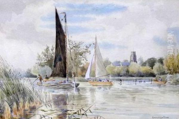 Ranworth Dyke Oil Painting by William Leslie Rackham