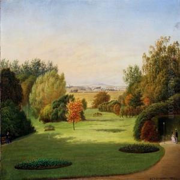 Park Scenery Oil Painting by Niels Gronbek Rademacher