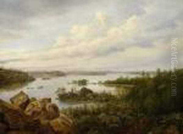 Blick Uber Die Bucht Von Vyborg, Russland Oil Painting by Niels Gronbek Rademacher