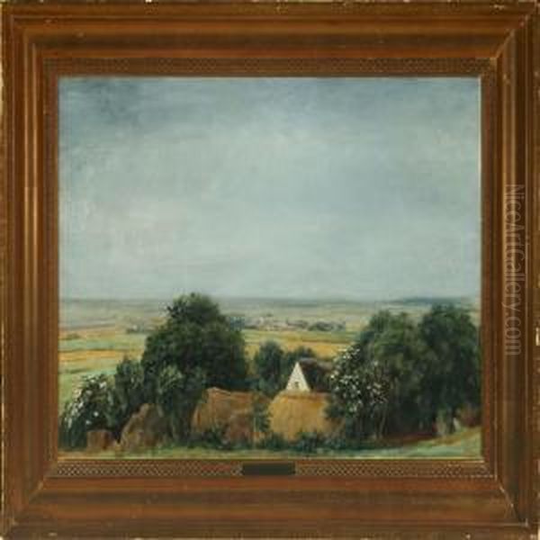 Landscape With View Over Fields And Town Oil Painting by Niels Gronbek Rademacher