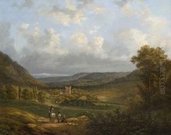 Flusslandschaft Mit
 Reiter Oil Painting by Hermanus Everhardus Rademaker