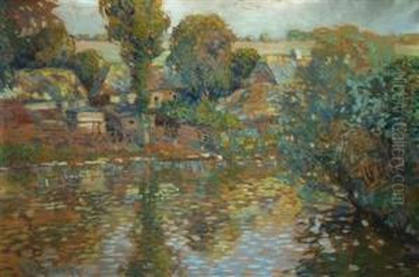 Hutten Am Wasser Oil Painting by Vaclav Radimsky