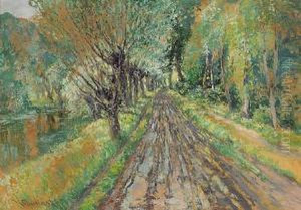 A Country Road By A River Oil Painting by Vaclav Radimsky