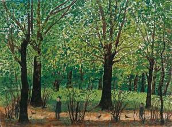 Partie Aus Dem ... Garten Wild... Oil Painting by Josef Karl Radler