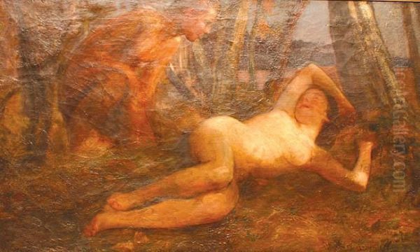 Spiaca Rusalka Oil Painting by Stanislaw Radziejowski