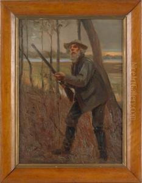 A Gentleman Hunting Oil Painting by Orlando Raeland