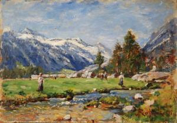 Purtud - Courmayeur Oil Painting by Ambrogio Raffaele