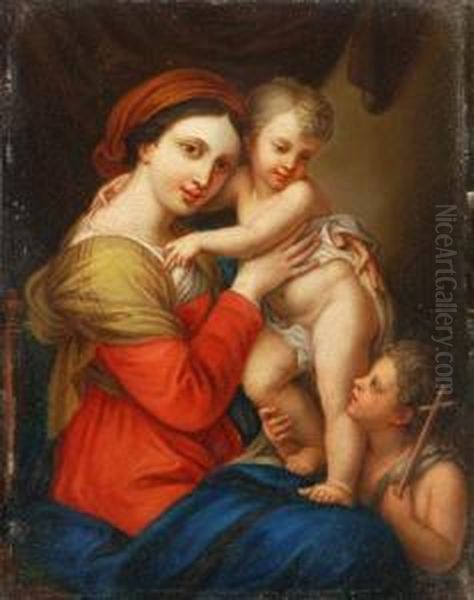 Nachfolger Maria Mit Jesus Und Johannesknaben Oil Painting by Santi Raffaelo