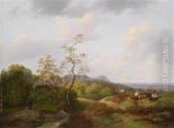 Open Landscape With Young Shepherds Oil Painting by Ignaz Raffalt